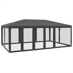 vidaXL - Partytent - met - 10 - mesh - zijwanden - 6x4 - m - HDPE - antracietkleurig