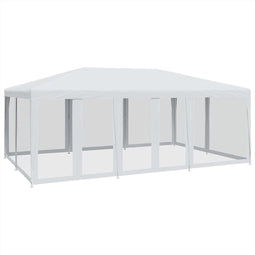 vidaXL - Partytent - met - 10 - mesh - zijwanden - 6x4 - m - HDPE - wit