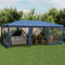 vidaXL - Partytent - met - 10 - mesh - zijwanden - 6x4 - m - HDPE - blauw