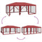 vidaXL - Partytent - met - 10 - mesh - zijwanden - 6x4 - m - HDPE - rood