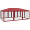 vidaXL - Partytent - met - 10 - mesh - zijwanden - 6x4 - m - HDPE - rood