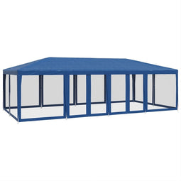 vidaXL - Partytent - met - 12 - mesh - zijwanden - 8x4 - m - HDPE - blauw