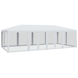 vidaXL - Partytent - met - 12 - mesh - zijwanden - 8x4 - m - HDPE - wit