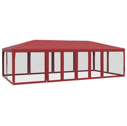 vidaXL - Partytent - met - 12 - mesh - zijwanden - 8x4 - m - HDPE - rood