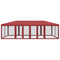 vidaXL - Partytent - met - 12 - mesh - zijwanden - 8x4 - m - HDPE - rood