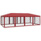 vidaXL - Partytent - met - 12 - mesh - zijwanden - 8x4 - m - HDPE - rood