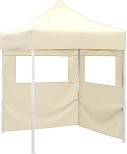 vidaXL - Partytent - met - 2 - zijwanden - inklapbaar - 2x2 - m - staal - crème