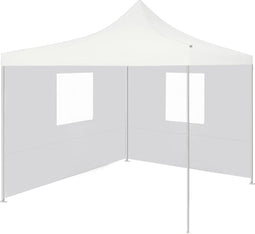 vidaXL - Partytent - met - 2 - zijwanden - inklapbaar - 3x3 - m - staal - wit