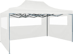 vidaXL - Partytent - met - 3 - zijwanden - inklapbaar - 3x4 - m - staal - wit