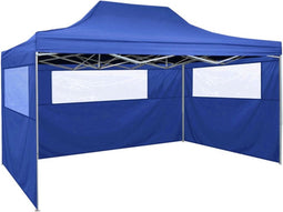 vidaXL - Partytent - met - 3 - zijwanden - inklapbaar - 3x4 - m - staal - blauw