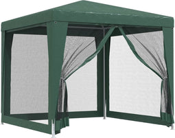 vidaXL - Partytent - met - 4 - mesh - zijwanden - 2,5x2,5 - m - HDPE - groen