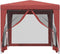 vidaXL - Partytent - met - 4 - mesh - zijwanden - 2,5x2,5 - m - HDPE - rood