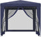 vidaXL - Partytent - met - 4 - mesh - zijwanden - 2,5x2,5 - m - HDPE - blauw