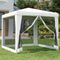 vidaXL - Partytent - met - 4 - mesh - zijwanden - 2,5x2,5 - m - wit