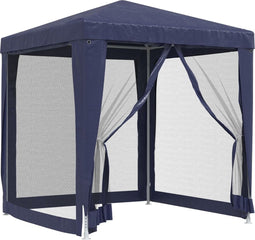 vidaXL - Partytent - met - 4 - mesh - zijwanden - 2x2 - m - HDPE - blauw