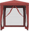 vidaXL - Partytent - met - 4 - mesh - zijwanden - 2x2 - m - HDPE - rood