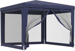 vidaXL - Partytent - met - 4 - mesh - zijwanden - 3x3 - m - HDPE - blauw