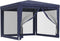 vidaXL - Partytent - met - 4 - mesh - zijwanden - 3x3 - m - HDPE - blauw