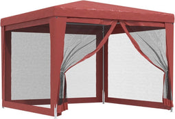 vidaXL - Partytent - met - 4 - mesh - zijwanden - 3x3 - m - HDPE - rood