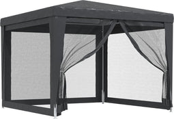 vidaXL - Partytent - met - 4 - mesh - zijwanden - 3x3 - m - HDPE - antracietkleurig
