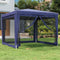 vidaXL - Partytent - met - 4 - mesh - zijwanden - 3x3 - m - HDPE - blauw