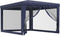 vidaXL - Partytent - met - 4 - mesh - zijwanden - 3x4 - m - HDPE - blauw