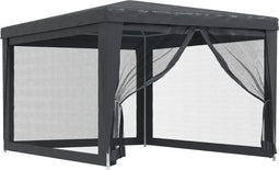 vidaXL - Partytent - met - 4 - mesh - zijwanden - 3x4 - m - HDPE - antracietkleurig