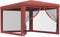 vidaXL - Partytent - met - 4 - mesh - zijwanden - 3x4 - m - HDPE - rood