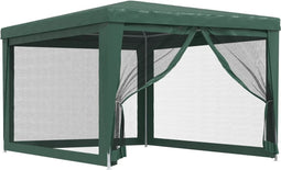 vidaXL - Partytent - met - 4 - mesh - zijwanden - 3x4 - m - HDPE - groen