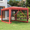 vidaXL - Partytent - met - 4 - mesh - zijwanden - 3x4 - m - HDPE - rood