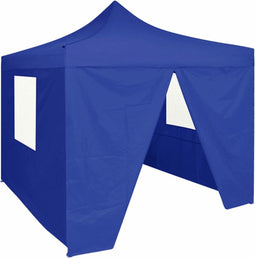 vidaXL - Partytent - met - 4 - zijwanden - inklapbaar - 2x2 - m - staal - blauw