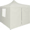 vidaXL - Partytent - met - 4 - zijwanden - inklapbaar - 2x2 - m - staal - crème