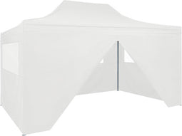 vidaXL - Partytent - met - 4 - zijwanden - inklapbaar - 3x4 - m - staal - wit