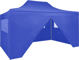 vidaXL - Partytent - met - 4 - zijwanden - inklapbaar - 3x4 - m - staal - blauw