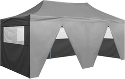 vidaXL - Partytent - met - 4 - zijwanden - inklapbaar - 3x6 - m - staal - antraciet