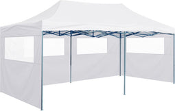 vidaXL - Partytent - met - 4 - zijwanden - inklapbaar - 3x6 - m - staal - wit