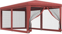 vidaXL - Partytent - met - 6 - mesh - zijwanden - 3x6 - m - HDPE - rood