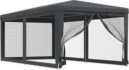 vidaXL - Partytent - met - 6 - mesh - zijwanden - 3x6 - m - HDPE - antracietkleurig