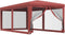 vidaXL - Partytent - met - 6 - mesh - zijwanden - 3x6 - m - HDPE - rood