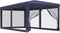 vidaXL - Partytent - met - 6 - mesh - zijwanden - 3x6 - m - HDPE - blauw