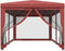 vidaXL - Partytent - met - 6 - mesh - zijwanden - 3x6 - m - HDPE - rood
