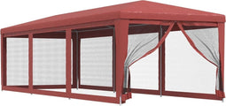 vidaXL - Partytent - met - 8 - mesh - zijwanden - 3x9 - m - HDPE - rood