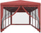 vidaXL - Partytent - met - 8 - mesh - zijwanden - 3x9 - m - HDPE - rood
