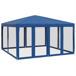 vidaXL - Partytent - met - 8 - mesh - zijwanden - 4x4 - m - HDPE - blauw