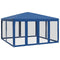 vidaXL - Partytent - met - 8 - mesh - zijwanden - 4x4 - m - HDPE - blauw