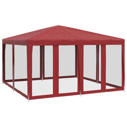 vidaXL - Partytent - met - 8 - mesh - zijwanden - 4x4 - m - HDPE - rood