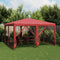vidaXL - Partytent - met - 8 - mesh - zijwanden - 4x4 - m - HDPE - rood