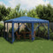 vidaXL - Partytent - met - 8 - mesh - zijwanden - 4x4 - m - HDPE - blauw