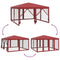 vidaXL - Partytent - met - 8 - mesh - zijwanden - 4x4 - m - HDPE - rood
