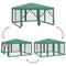 vidaXL - Partytent - met - 8 - mesh - zijwanden - 4x4 - m - HDPE - groen